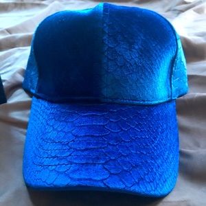Snakeskin print velour trucker hat